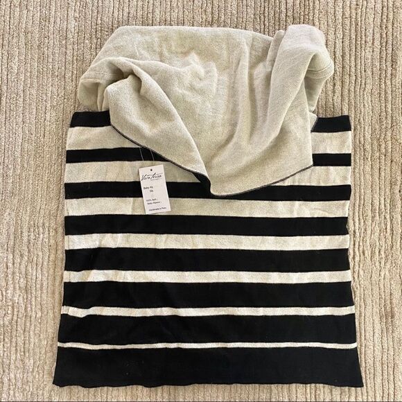 NWT Viva Terra by Indigenous Alpaca wool Black Cream Reversible Cowlneck tank M - Picture 5 of 8